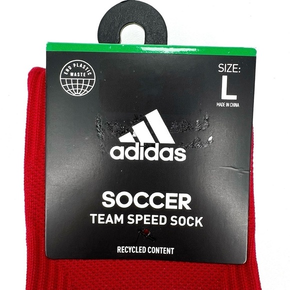 Adidas Men's Size Large Team Speed Soccer Socks 3 Pair Red White Gray New NWT - Picture 2 of 5